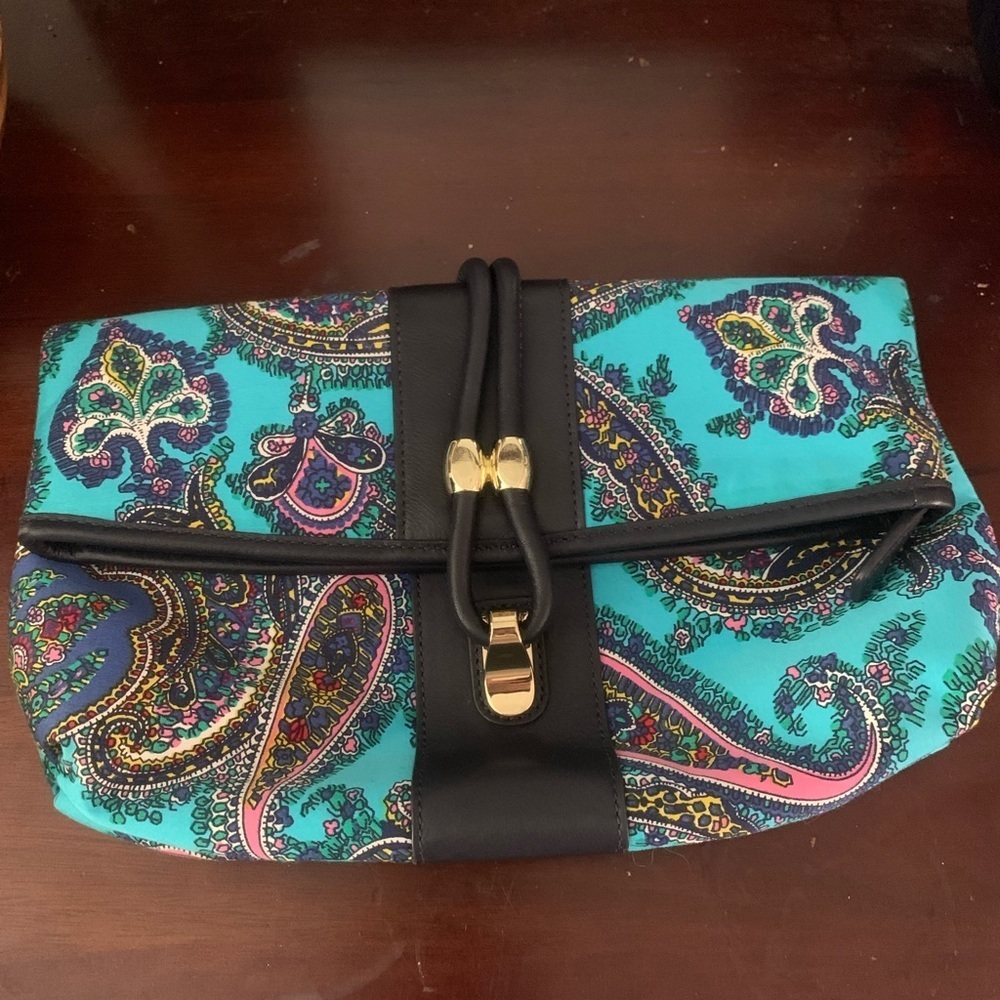 Talbots Blue Satin Hand Clutch